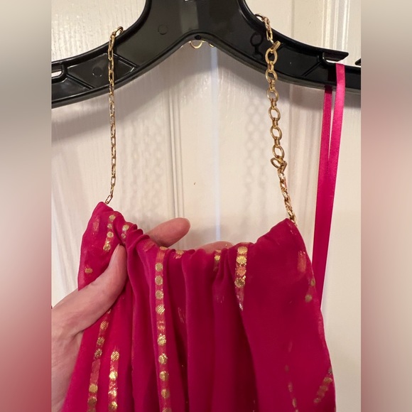 NWT Milly size 4 backless pink and gold, silk halter mini dress - Picture 4 of 11